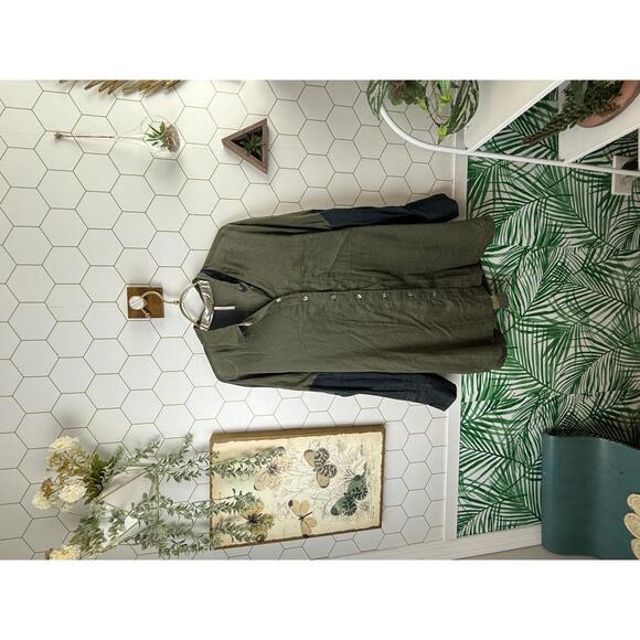 Free People Rainbow Rays Oversized Top Army Green - Size - Small - Picture 2 of 6